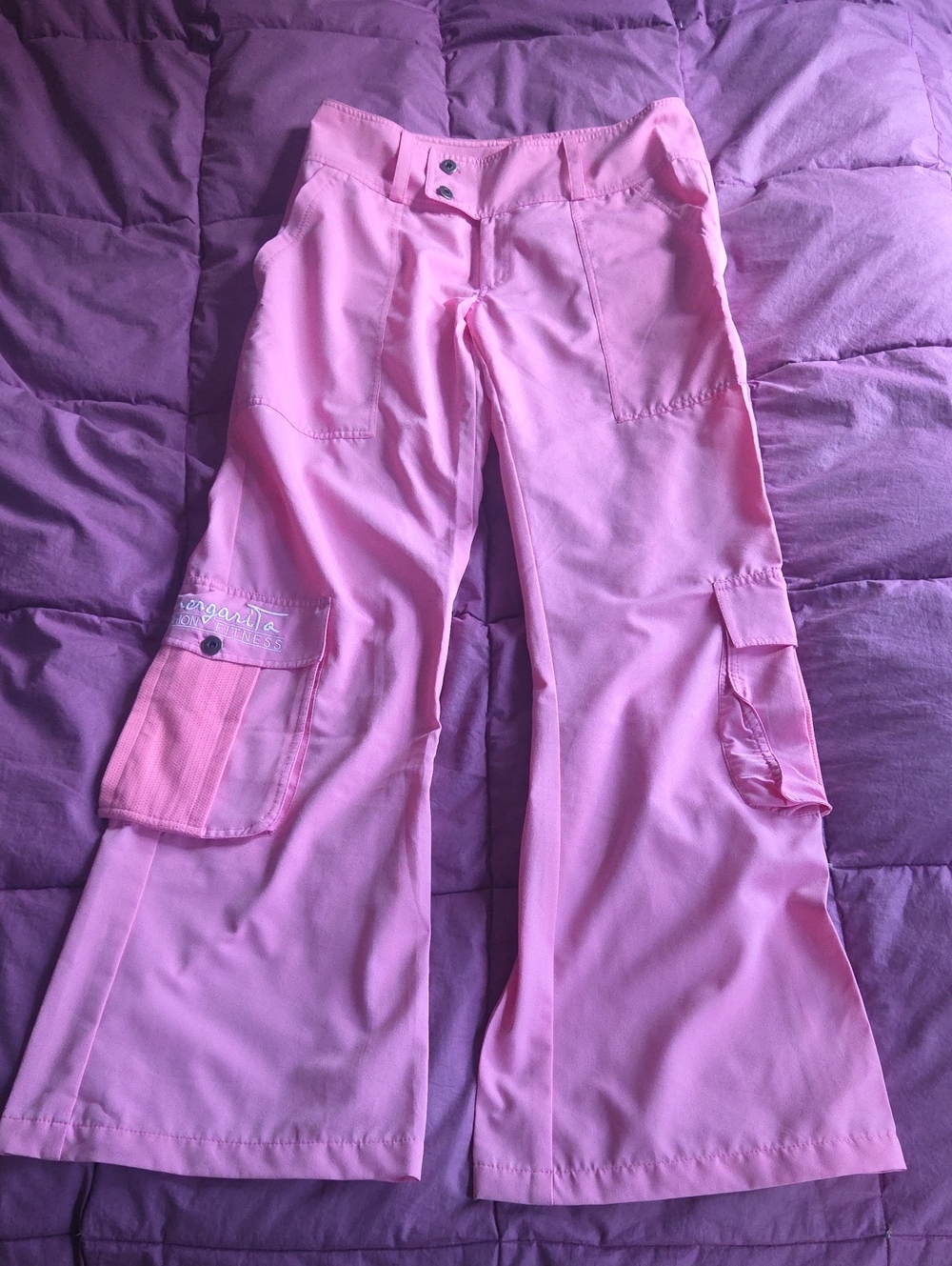Vintage Margarita Bright Barbie Pink Wide Leg Long Lightweight Cargo Pants M